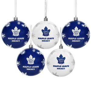 Toronto Maple Leafs Snowflake Set of 5 Shatterproof Ball Christmas Tree Ornaments - Bleacher Bum Collectibles, Toronto Blue Jays, NHL , MLB, Toronto Maple Leafs, Hat, Cap, Jersey, Hoodie, T Shirt, NFL, NBA, Toronto Raptors