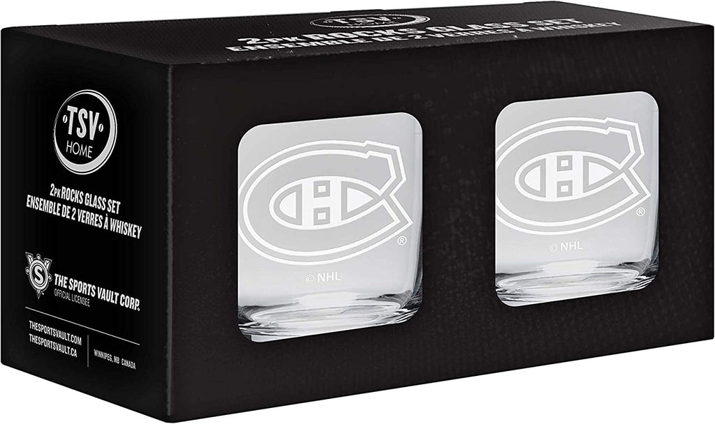 Montreal Canadiens Logo NHL Hockey Rocks Glass Set of Two 10 oz in Gif ...