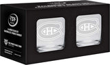 Montreal Canadiens Logo NHL Hockey Rocks Glass Set of Two 10 oz in Gift Box