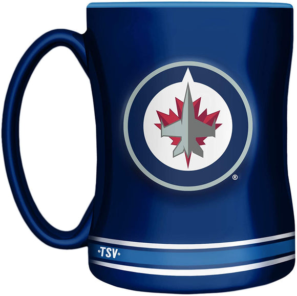 Winnipeg Jets Primary Logo Blue White NHL Hockey 14oz Sculpted C-Handle Mug