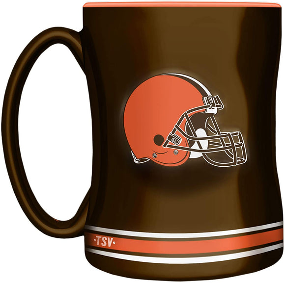 Cleveland Browns Primary Logo Orange Brown NFL Football 14oz Sculpted C-Handle Mug