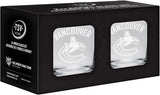 Vancouver Canucks Logo NHL Hockey Satin Etched Rocks Glass Set of Two 10oz