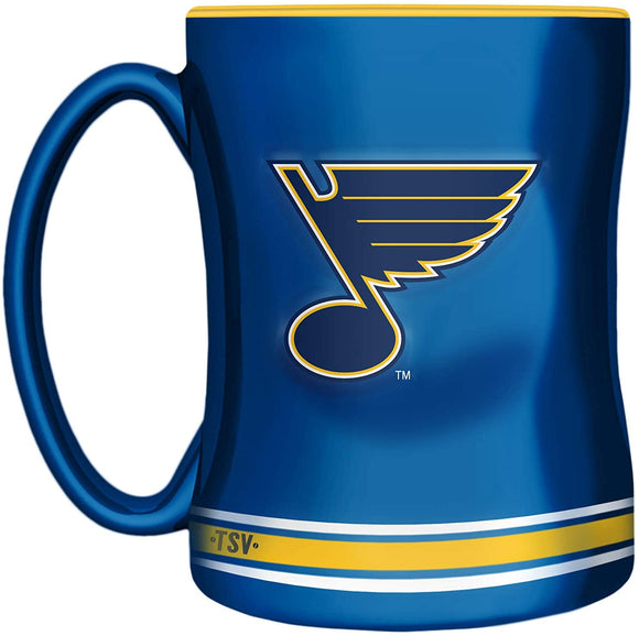 St Louis Blues Primary Logo Blue Yellow NHL Hockey 14oz Sculpted C-Handle Mug