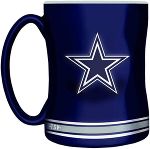 Dallas Cowboys Primary Logo Navy Grey NFL Football 14oz Sculpted C-Handle Mug