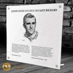 Maurice Rocket Richard 9'' x 9'' NHL Hockey Hall of Fame 1961 Replica Plaque