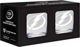 Tampa Bay Lightning Logo NHL Hockey Satin Etched Rocks Glass Set of Two 10oz