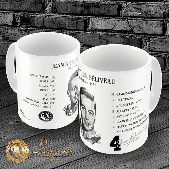1972 Jean Beliveau Richard NHL Legend Hockey Hall of Fame Career Stats 15oz Ceramic Mug