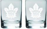 Toronto Maple Leafs Logo NHL Hockey Rocks Glass Set of Two 10oz in Gift Box