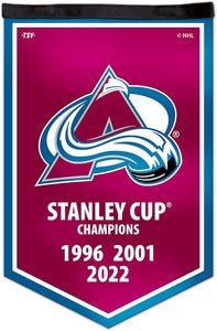 Colorado Avalanche NHL Hockey 2022 3-Time Stanley Cup Champions 12'' x 18'' Victory Banner