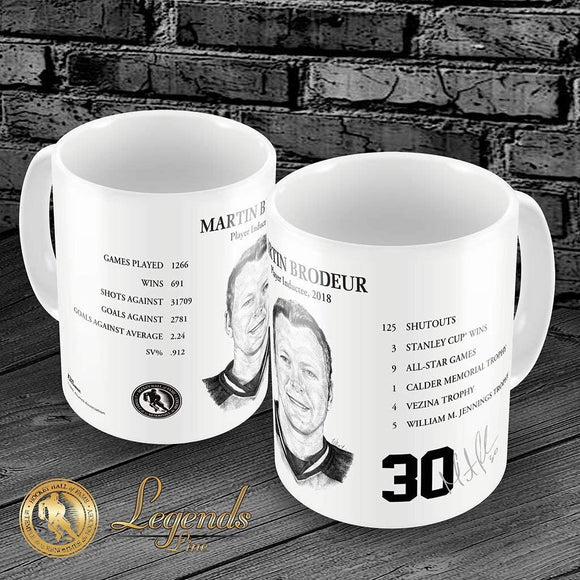 2018 Martin Brodeur NHL Legend Hockey Hall of Fame Career Stats 15oz Ceramic Mug