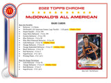 2022 Topps McDonald's All American Chrome Basketball Hobby Box 20 Packs per Box, 4 Cards per Pack