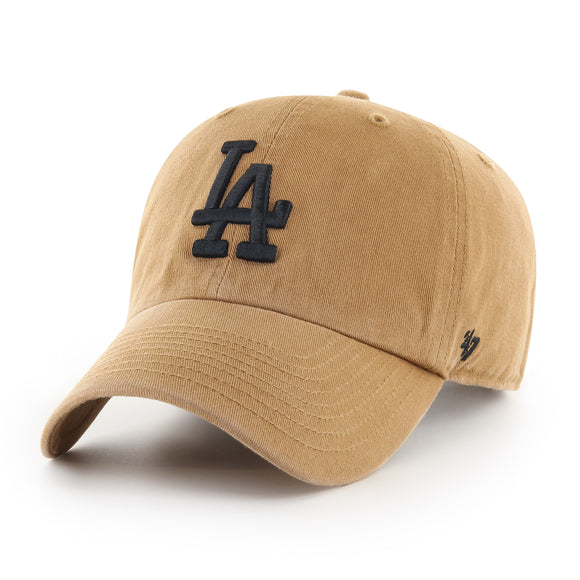 Men's Los Angeles Dodgers Dune Black Logo Clean up Adjustable Hat Cap One Size Fits Most