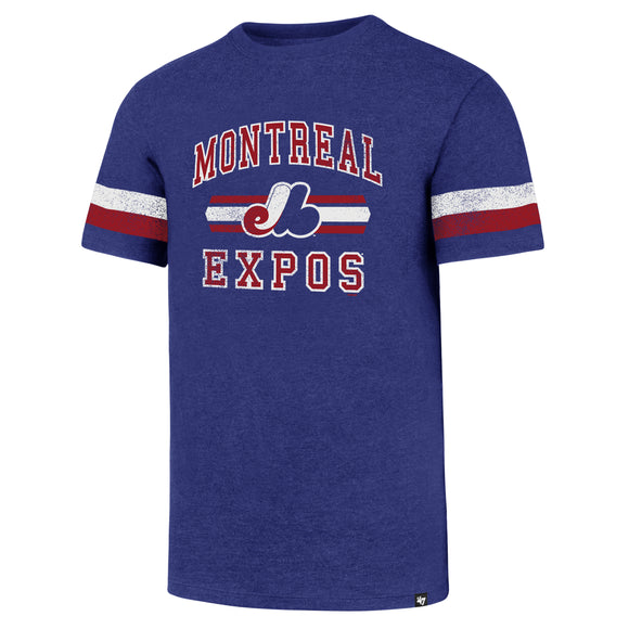 Men's Montreal Expos '47 MLB Men's Stripe Knockaround Club Short Sleeves T-Shirt - Bleacher Bum Collectibles, Toronto Blue Jays, NHL , MLB, Toronto Maple Leafs, Hat, Cap, Jersey, Hoodie, T Shirt, NFL, NBA, Toronto Raptors