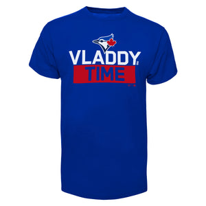 Men's Toronto Blue Jays '47 MLB Vladimir Guerrero Jr Vladdy Time Short Sleeves T-Shirt - Bleacher Bum Collectibles, Toronto Blue Jays, NHL , MLB, Toronto Maple Leafs, Hat, Cap, Jersey, Hoodie, T Shirt, NFL, NBA, Toronto Raptors