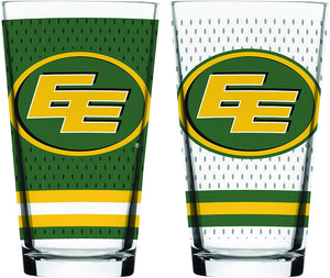 Edmonton Elks CFL Football Mixing Glass Set of Two 16oz Full Logo in Gift Box