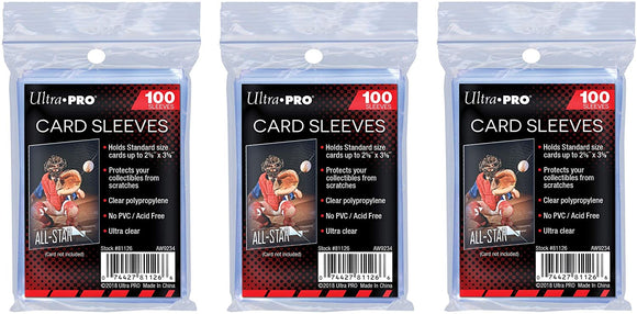 Ultra Pro Soft Card Sleeves 2-5/8-Inches X 3-5/8-Inches, Ultra Clear (Pack of 3 - 100 Count Each)
