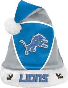Detroit Lions Logo Colorblock Santa Hat NFL Football by Forever Collectibles