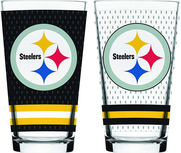 Pittsburgh Steelers NFL Football Mixing Glass Set of Two 16oz Full Logo in Gift Box
