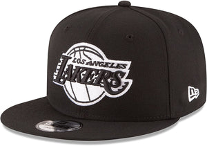 Los Angeles Lakers Black White Logo NBA Basketball New Era Snapback Black Hat
