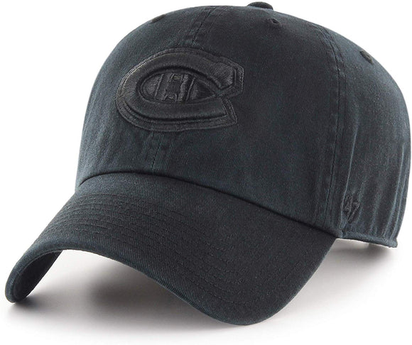 Men's Montreal Canadiens Black on Black Clean up Adjustable Hat Cap One Size Fits Most - Bleacher Bum Collectibles, Toronto Blue Jays, NHL , MLB, Toronto Maple Leafs, Hat, Cap, Jersey, Hoodie, T Shirt, NFL, NBA, Toronto Raptors