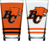 BC Lions CFL Football Mixing Glass Set of Two 16oz Full Logo in Gift Box