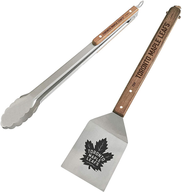 Toronto Maple Leafs NHL Hockey 2 Pieces BBQ Grill Smoker Utensil Set With Wood Handle