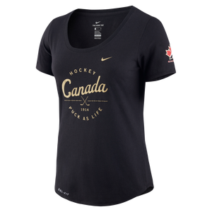 Ladies 2018 Team Canada Hockey IIHF Dri Fit Round Neck T Shirt - Bleacher Bum Collectibles, Toronto Blue Jays, NHL , MLB, Toronto Maple Leafs, Hat, Cap, Jersey, Hoodie, T Shirt, NFL, NBA, Toronto Raptors