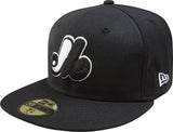 Men's Montreal Expos New Era Black & White MLB Baseball 59FIFTY Fitted Hat