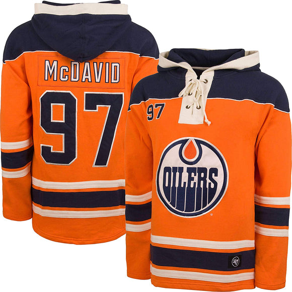 Men's Edmonton Oilers Connor McDavid '47 Brand Heavyweight Jersey Lacer Hoodie - Bleacher Bum Collectibles, Toronto Blue Jays, NHL , MLB, Toronto Maple Leafs, Hat, Cap, Jersey, Hoodie, T Shirt, NFL, NBA, Toronto Raptors