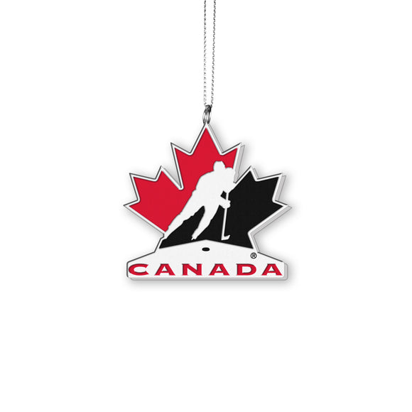 Team Canada Hockey Resin Logo with Satin Ribbon Christmas Tree Ornament