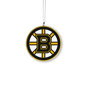 Boston Bruins NHL Hockey Resin Logo with Satin Ribbon Christmas Tree Ornament
