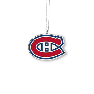 Montreal Canadiens NHL Hockey Resin Logo with Satin Ribbon Christmas Tree Ornament