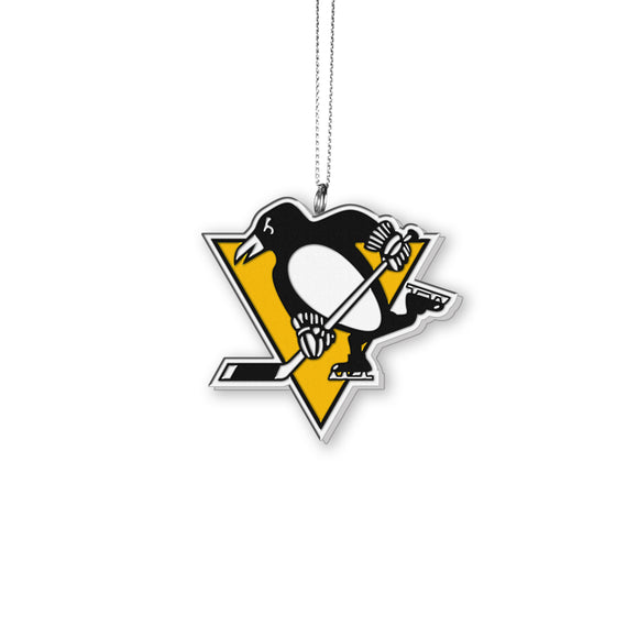 Pittsburgh Penguins NHL Hockey Resin Logo with Satin Ribbon Christmas Tree Ornament
