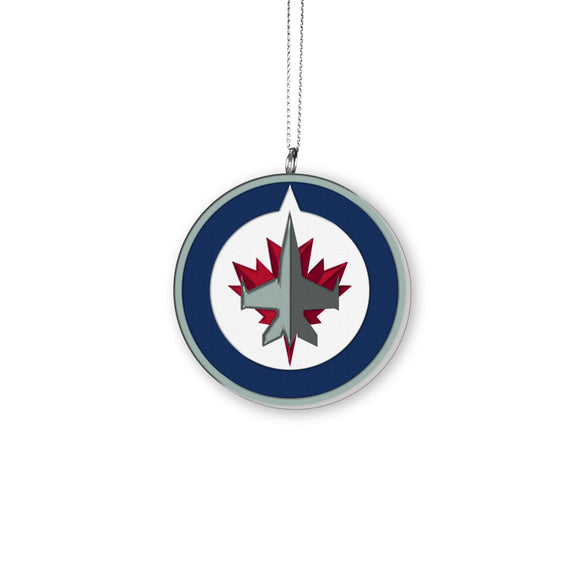 Winnipeg Jets NHL Hockey Resin Logo with Satin Ribbon Christmas Tree Ornament