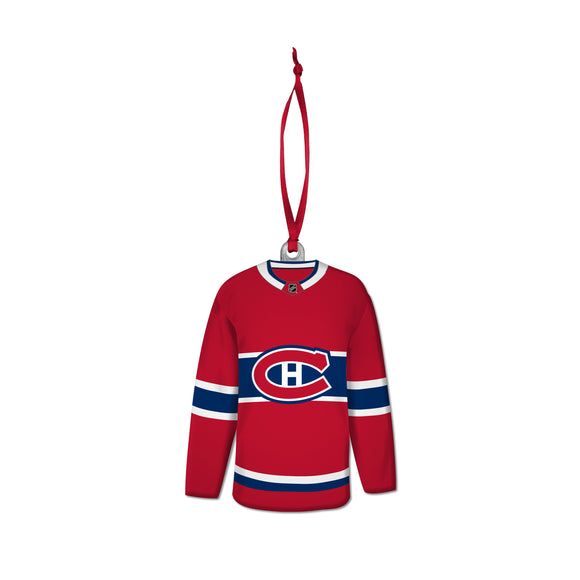 Montreal Canadiens NHL Hockey Resin Jersey with Satin Ribbon Christmas Tree Ornament