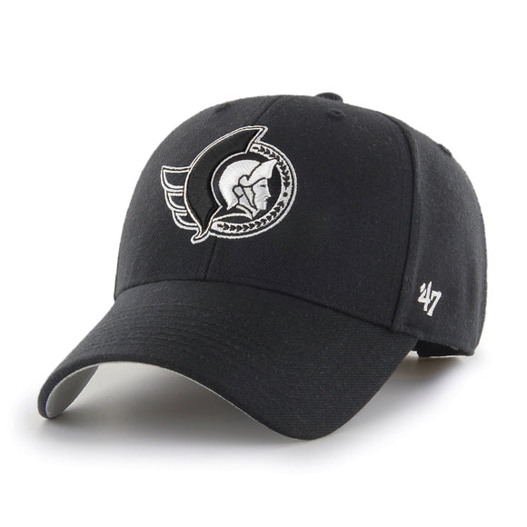 Ottawa Senators '47 NHL MVP Black White Structured Adjustable Strap One Size Fits Most Hat Cap