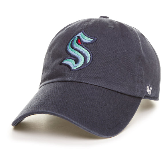 Men's Seattle Kraken 47 Brand NHL Hockey Navy Blue Clean Up Adjustable Buckle Cap Hat