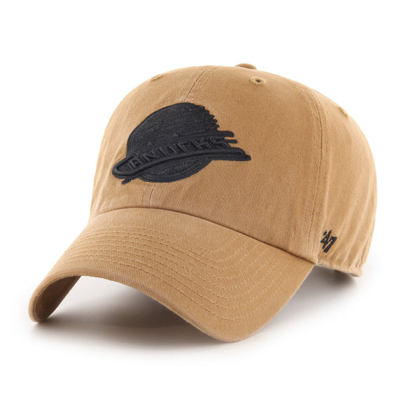 Men's Vancouver Canucks Dune Black Logo Clean up Adjustable Hat Cap One Size Fits Most