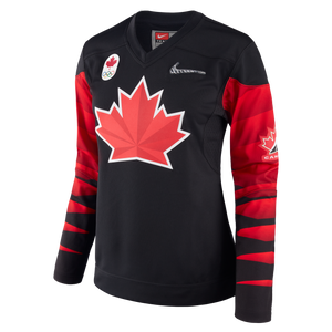 2018 Team Canada Nike Hockey Olympic Black Jersey - Women's/Ladies - Bleacher Bum Collectibles, Toronto Blue Jays, NHL , MLB, Toronto Maple Leafs, Hat, Cap, Jersey, Hoodie, T Shirt, NFL, NBA, Toronto Raptors