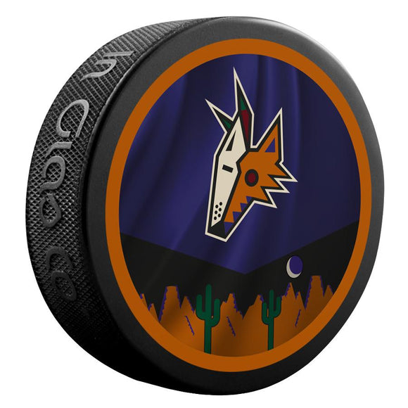 Arizona Coyotes Retro Reverse Double-Sided Logo NHL Inglasco Souvenir Puck