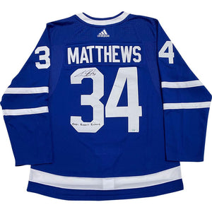 Auston Matthews Toronto Maple Leafs Autographed Blue Adidas Authentic Jersey with "2021 Rocket Richard" Inscription