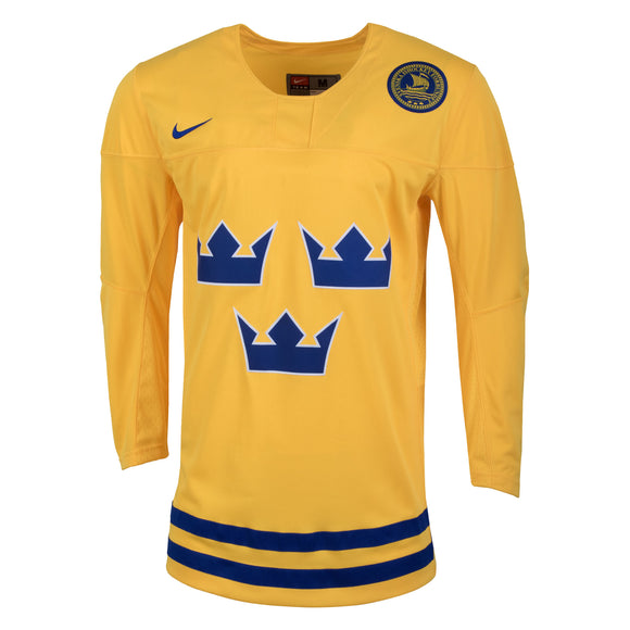 Nike Sweden National Hockey Team Yellow Jersey Size 52 / XL Yellow Blue Signed