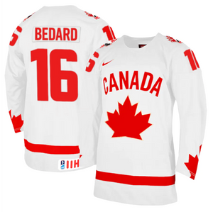 Men's Nike White IIHF Hockey Team Canada One Leafs Connor Bedard Replica Jersey