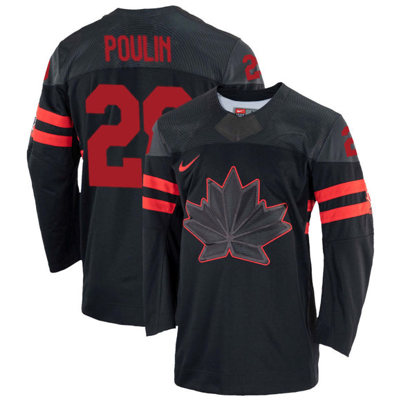 Men's Nike Black Hockey Team Canada IIHF 2022 Replica Olympics Marie-Philip Poulin Jersey
