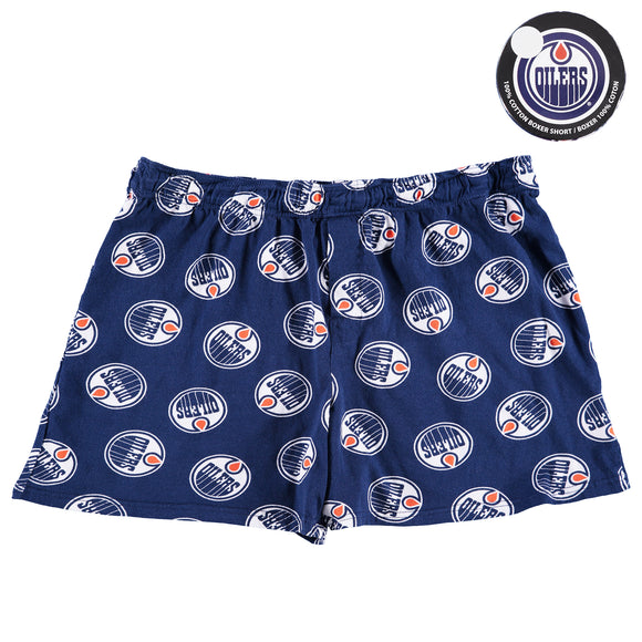 Men's Edmonton Oilers All-Over Print Puck Packaged Boxer Shorts NHL Hockey - Bleacher Bum Collectibles, Toronto Blue Jays, NHL , MLB, Toronto Maple Leafs, Hat, Cap, Jersey, Hoodie, T Shirt, NFL, NBA, Toronto Raptors