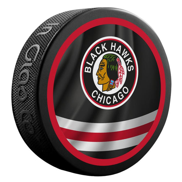 Chicago Blackhawks Retro Reverse Double-Sided Logo NHL Inglasco Souvenir Puck
