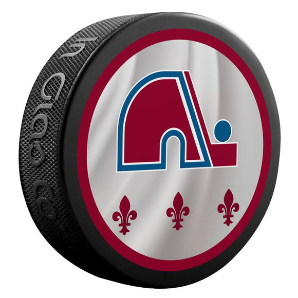 Colorado Avalanche Retro Reverse Double-Sided Logo NHL Inglasco Souvenir Puck