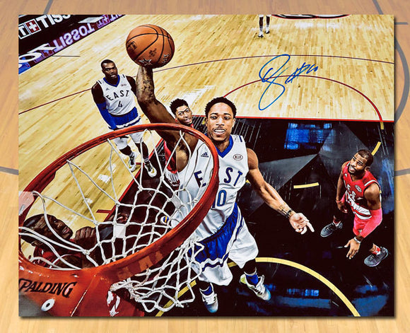 Demar DeRozan 2016 NBA All Star Game Autographed Net Cam 20x24 Art Canvas #/16 - Bleacher Bum Collectibles, Toronto Blue Jays, NHL , MLB, Toronto Maple Leafs, Hat, Cap, Jersey, Hoodie, T Shirt, NFL, NBA, Toronto Raptors