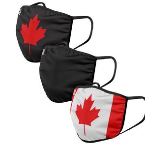 Canada Printed Fashion Design Coloured Foco Pack of 3 Adult Face Covering Mask