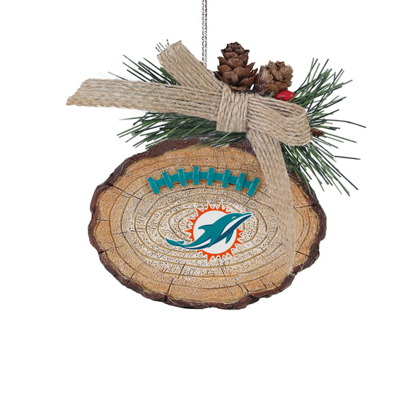 Miami Dolphins Ball Stump Tree Ornament NFL Football by Forever Collectibles